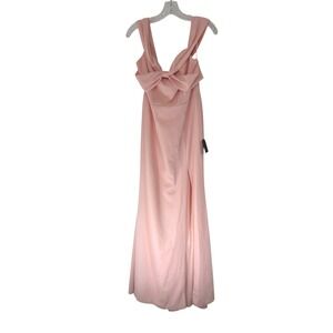 Lulus Formal Maxi Dress Pastel Pink‎ Gown Off the Shoulder Evening Bow Size XL